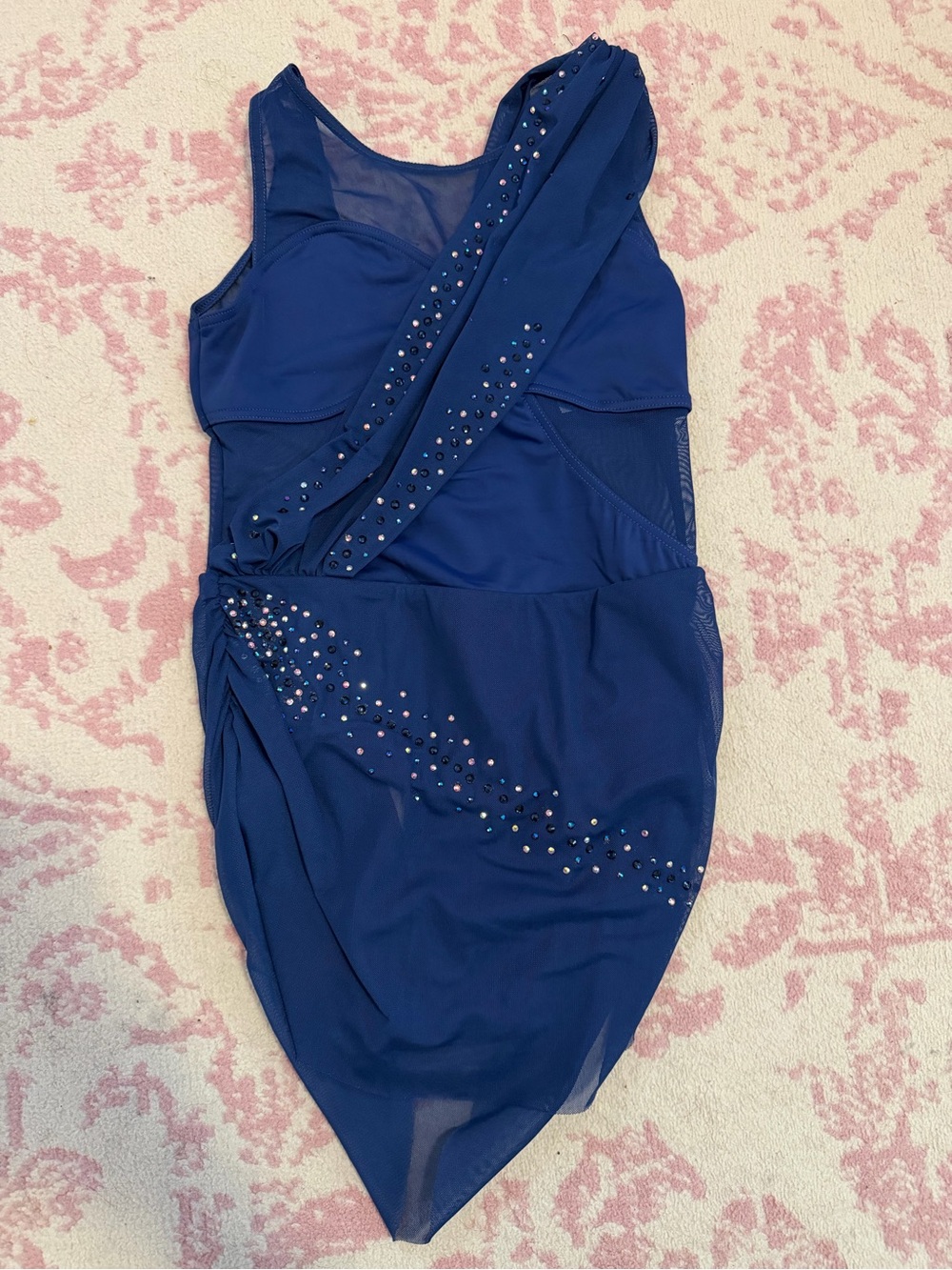 balera Royal Blue One-Shoulder Dance Dress with Rhinestone Accents